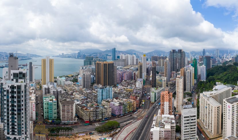 Scenic view of Hong Kong, China