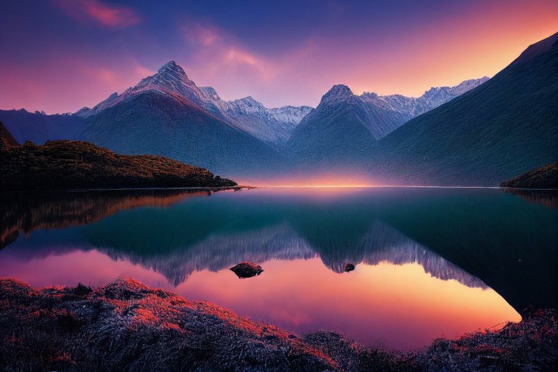 Mountains, lake, Beautiful lighting