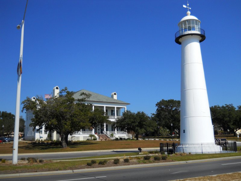 View of The Biloxi Visitors Center and the Biloxi Lighthouse
