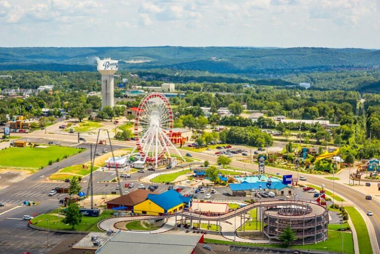 Aerial view of Branson, town