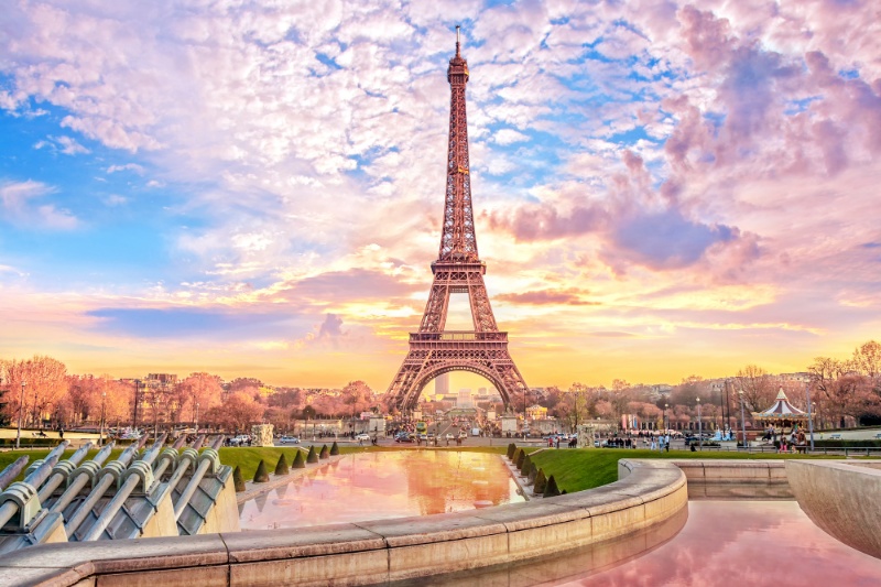 Eiffel Tower sunset  view