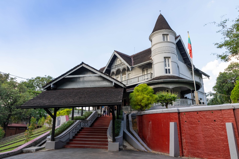 Bogyoke Aung San Museum, located in Bahan, Yangon, dedicated to General Aung San, the founder of modern Myanmar. The two-story colonial-era villa was Aung San's last residence before his assassination