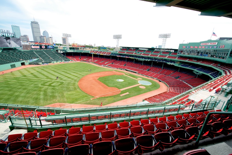 View of Empty Fenway Park. Fenway Park is a baseball park located in Boston ,it is the oldest ballpark in Major League Baseball