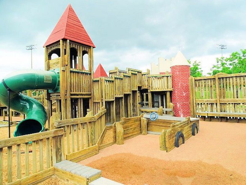 Martha Rivers Park is a popular destination featuring a splash pad, playgrounds, picnic tables, and open green spaces.