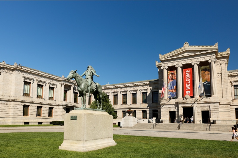 Boston Museum of Fine Art on a Sunny Day. The Museum of Fine Arts in Boston, Massachusetts, is the fourth largest museum in the United States