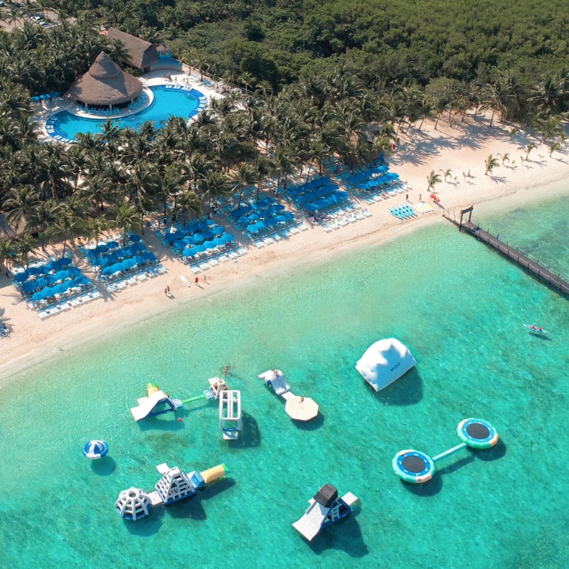 Aerial view of Paradise Beach Cozumel