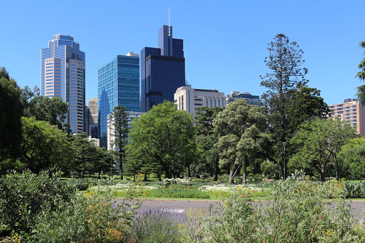 Beautiful park in the city - Carlton Gardens in Melbourne, Australia