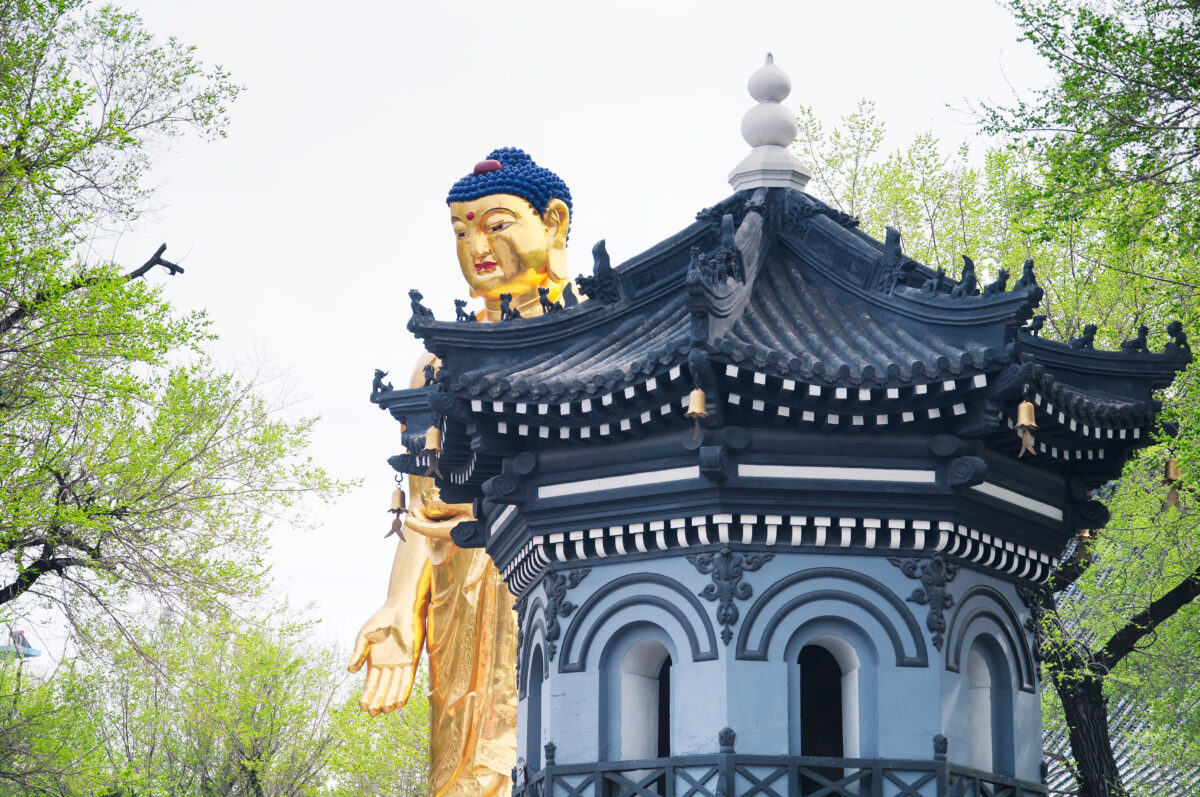 Golden standing buddha jile temple harbin china