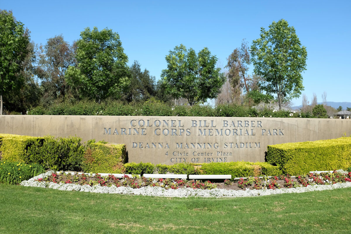 Colonel Bill Barber Marine Corps Memorial Park, Irvine, Ca. The park features athletic fields, tennis courts, and hosts the annual Irvine Cultural Fair.