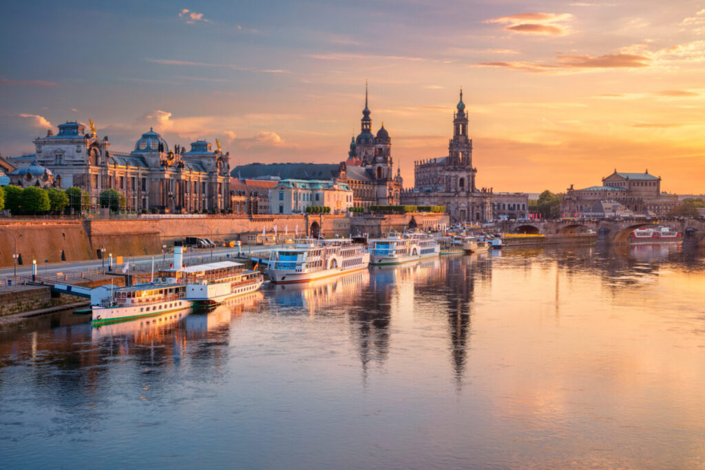 Dresden Cityscape sunset view in Germany.