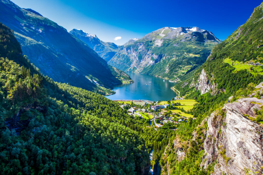 Aerial view of Geirangerfjord, Norway