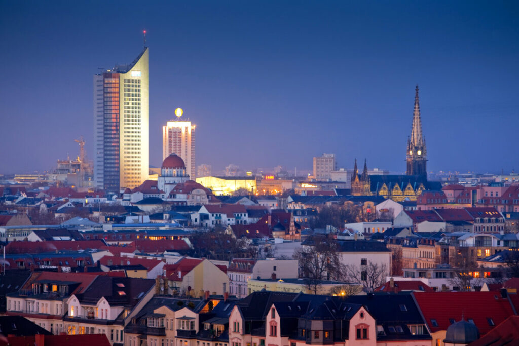 Leipzig skyline at night