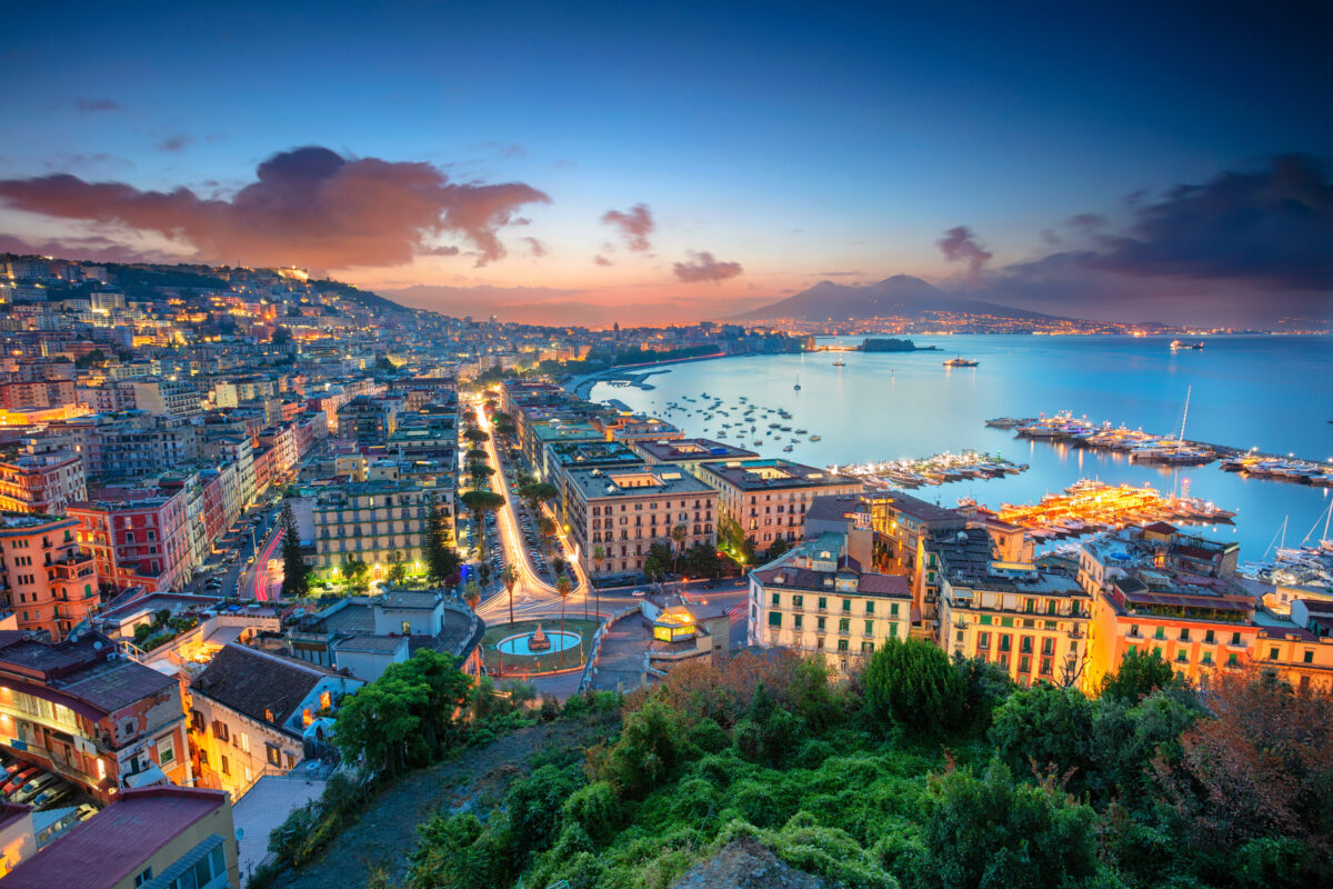 Aerial cityscape image of Naples, Campania, Italy