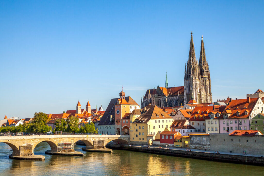 Architecture and skyline in Regensburg, Germany