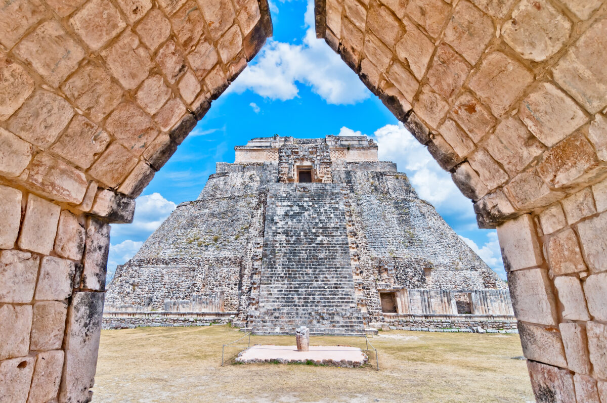 Ancient mayan pyramid in Uxmal, Yucatan, Mexico