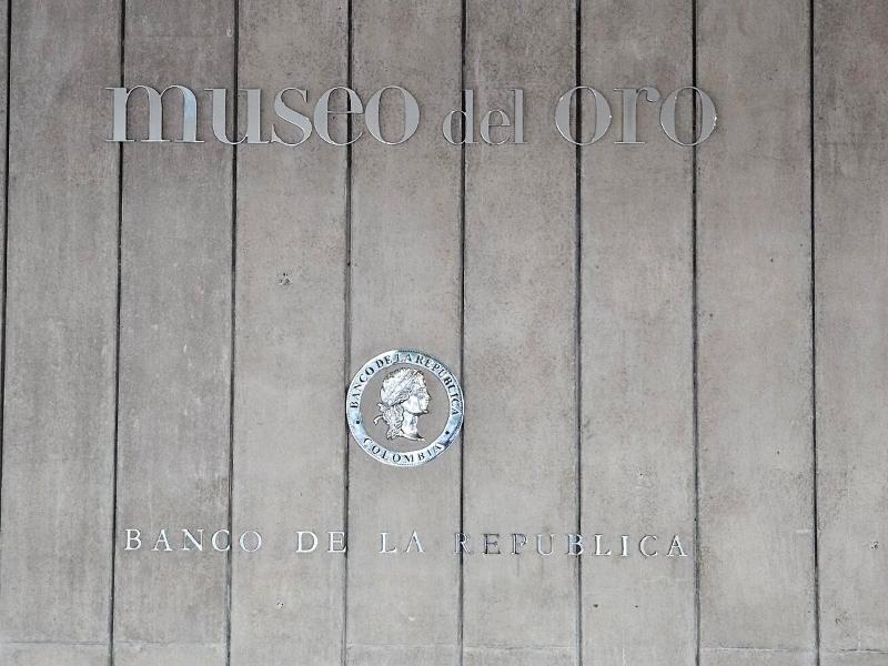 Entrance signage at the Gold Museum in Colombia