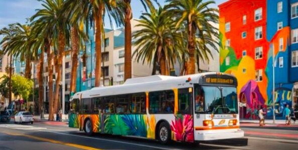 Colorful bus in San Jose California