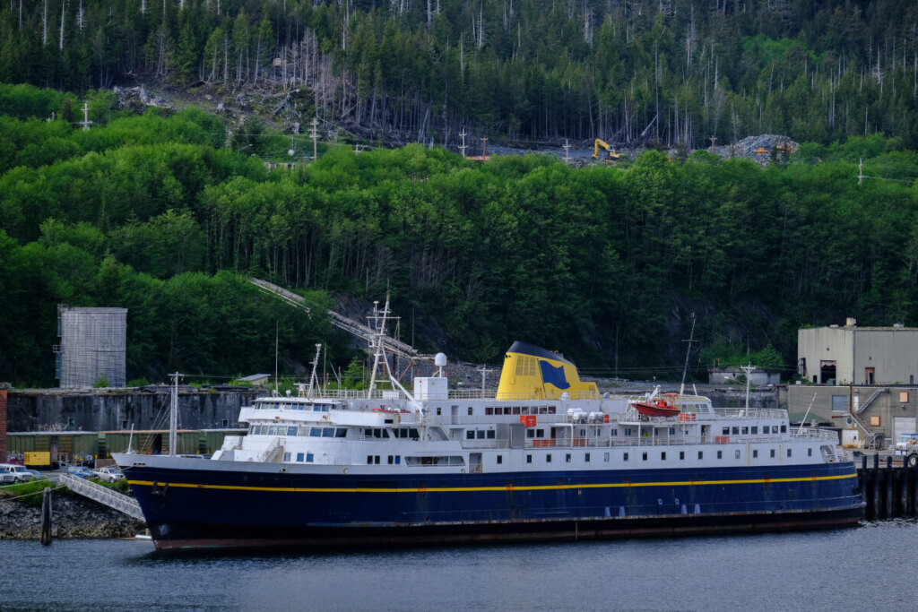 Alaska passenger ferry at  in Ward Cove port near Ketchikan in Alaska, United States