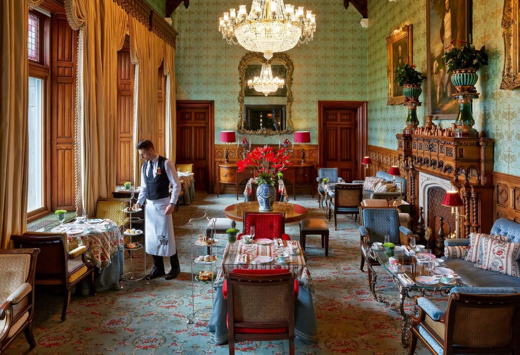 Dining room in Ashford Castle, Mayo, Ireland
