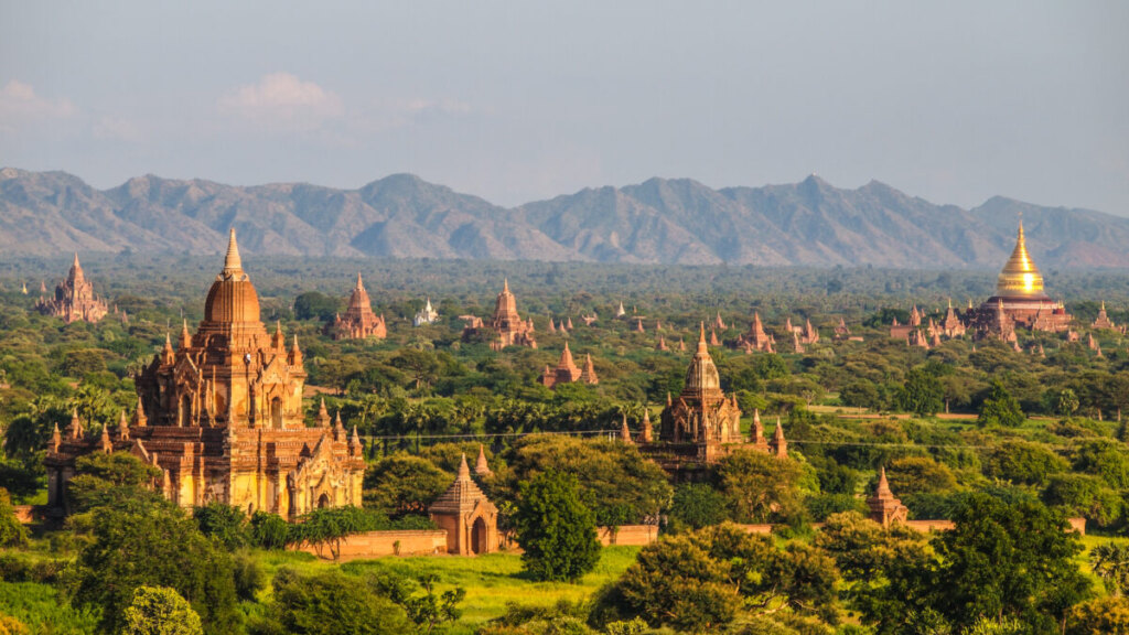 Panoramic view of The Temples of Bagan in Bagan, Myanmar