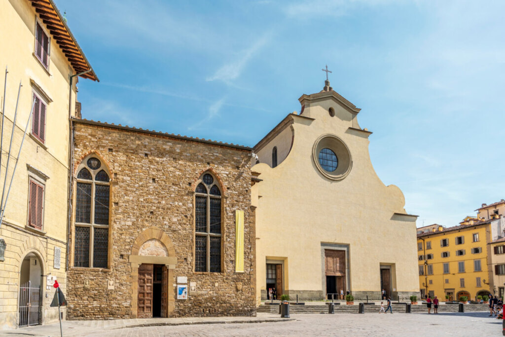Front and exterior of the Basilica di Santo Spirito in Florence, Italy