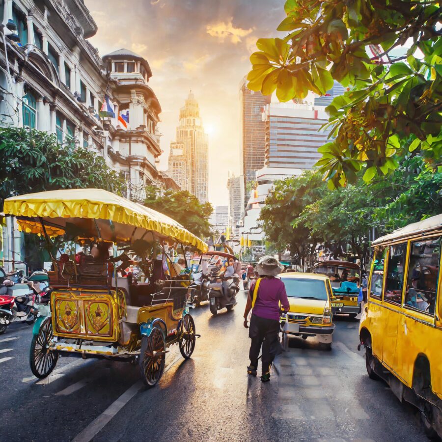 Busy City Streets of Bangkok Thailand