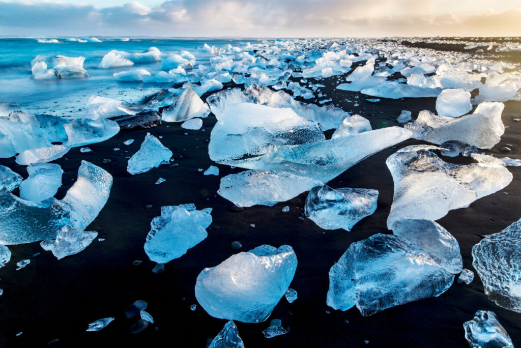 Huge block of ice in Diamond Beach, Iceland 