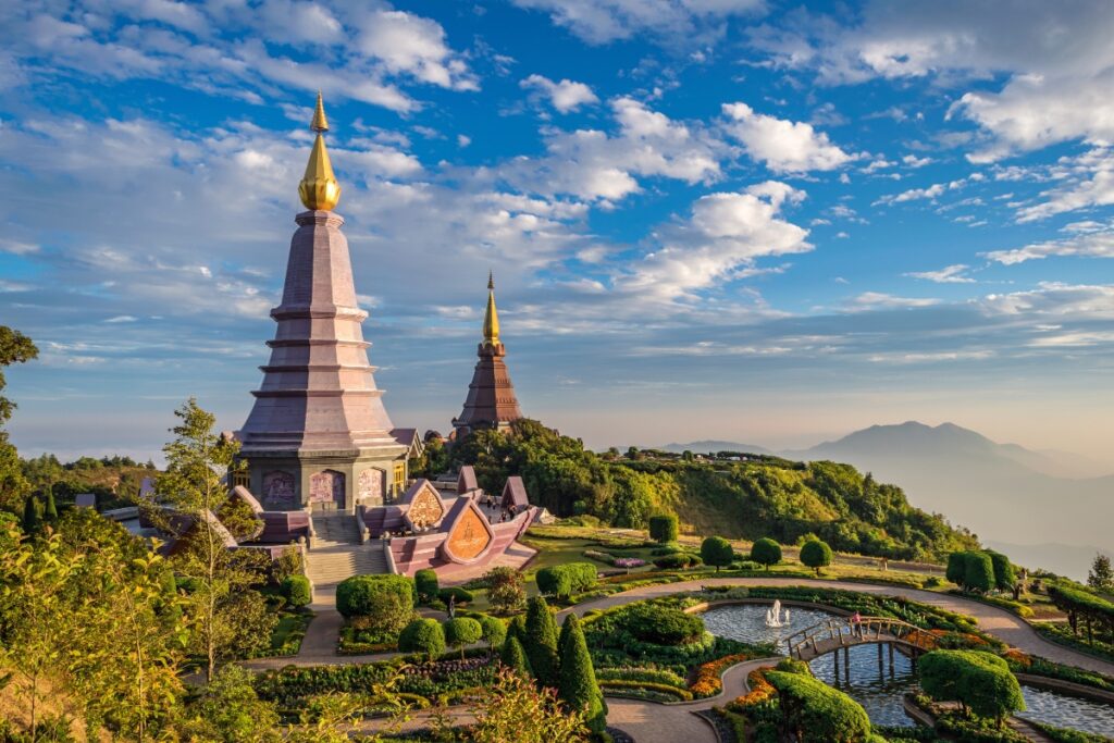 Panoramic sunset view of the Doi Inthanon in Chiang Mai, Thailand