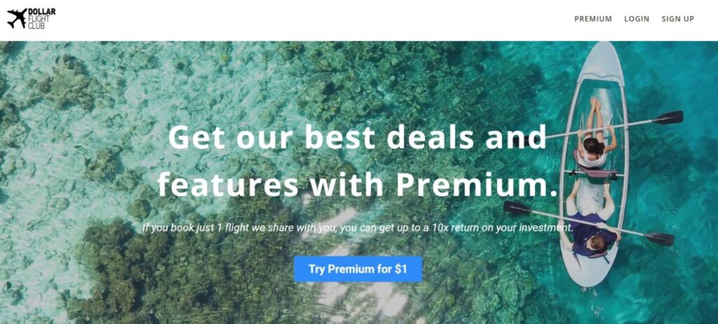 Dollar Flight Club Premium webpage