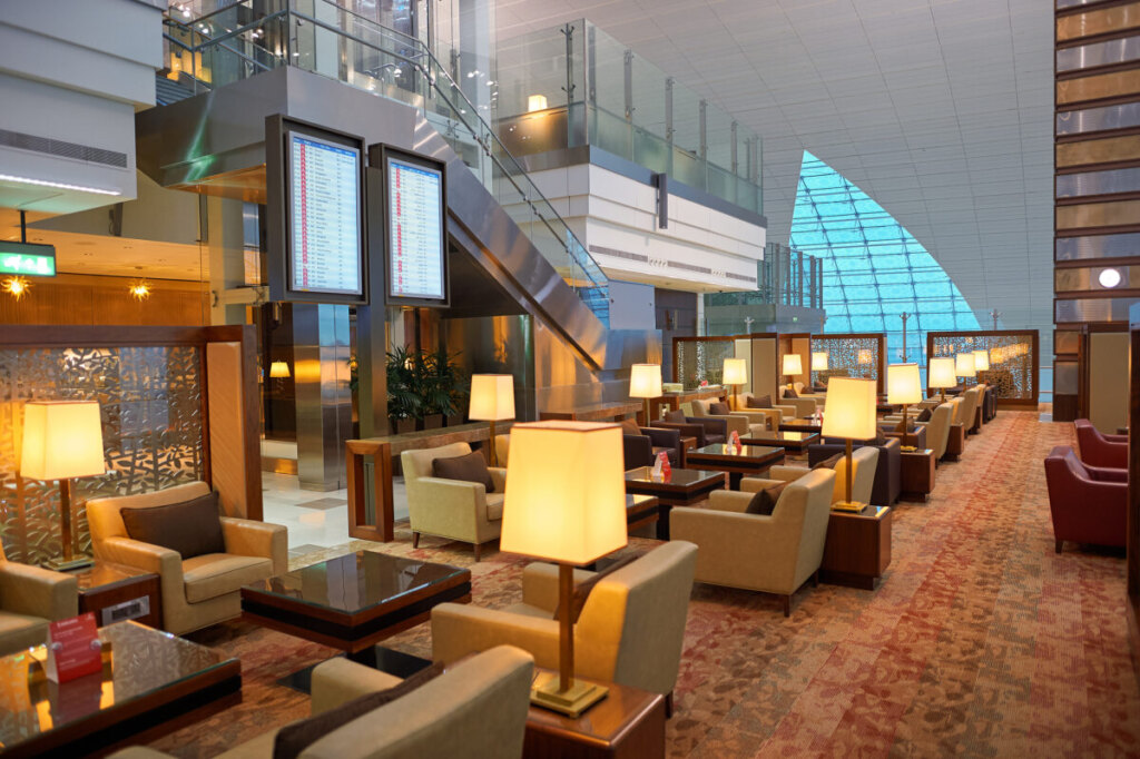 Emirates Business Class Lounge look in Dubai International Airport, Dubai