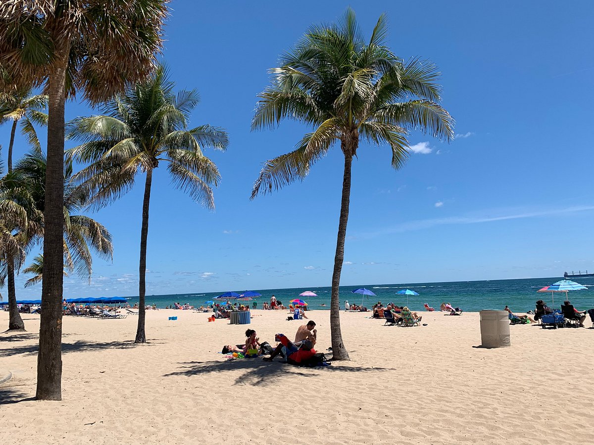 Beach goers sunbathing in Fort Lauderdale Beach