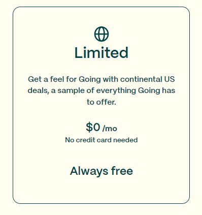Going.com Free Limited Plan 