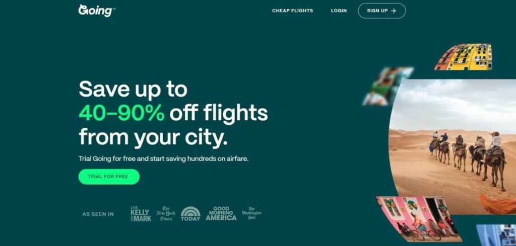 Going.com website and landing page