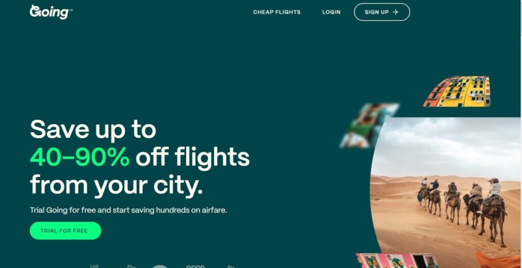 Going.com Website landing page