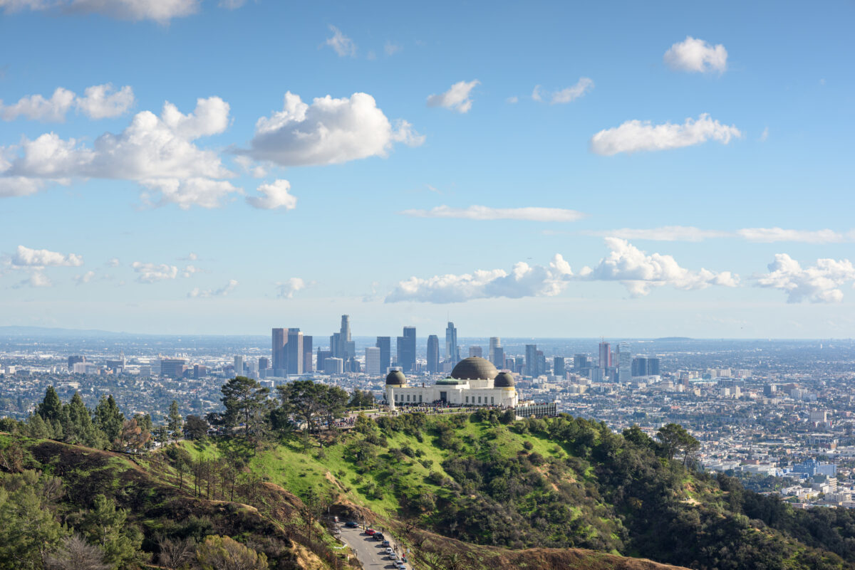 Griffith Observatory and Los Angeles at sunny day