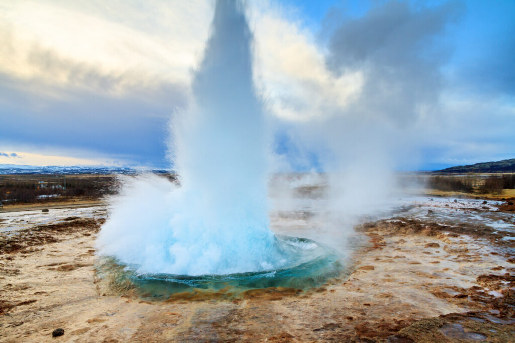 Strokkur Geyser at Haukadalur Geothermal Area, Iceland