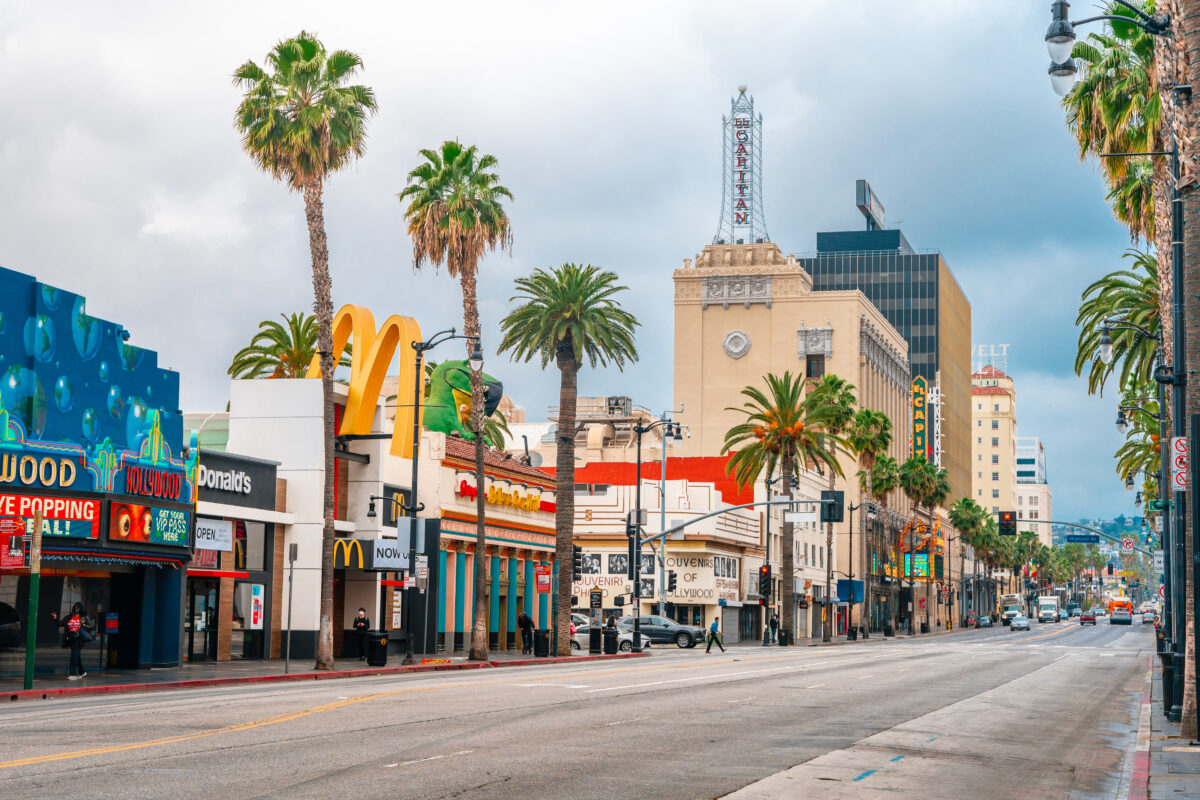 Streets in Hollywood on the Walk of Fame in Los Angeles