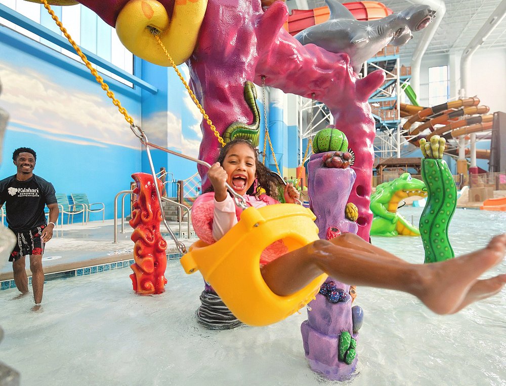 Kalahari Resorts Sandusky, an expansive indoor waterpark with colorful slides, pools, and a tropical theme.