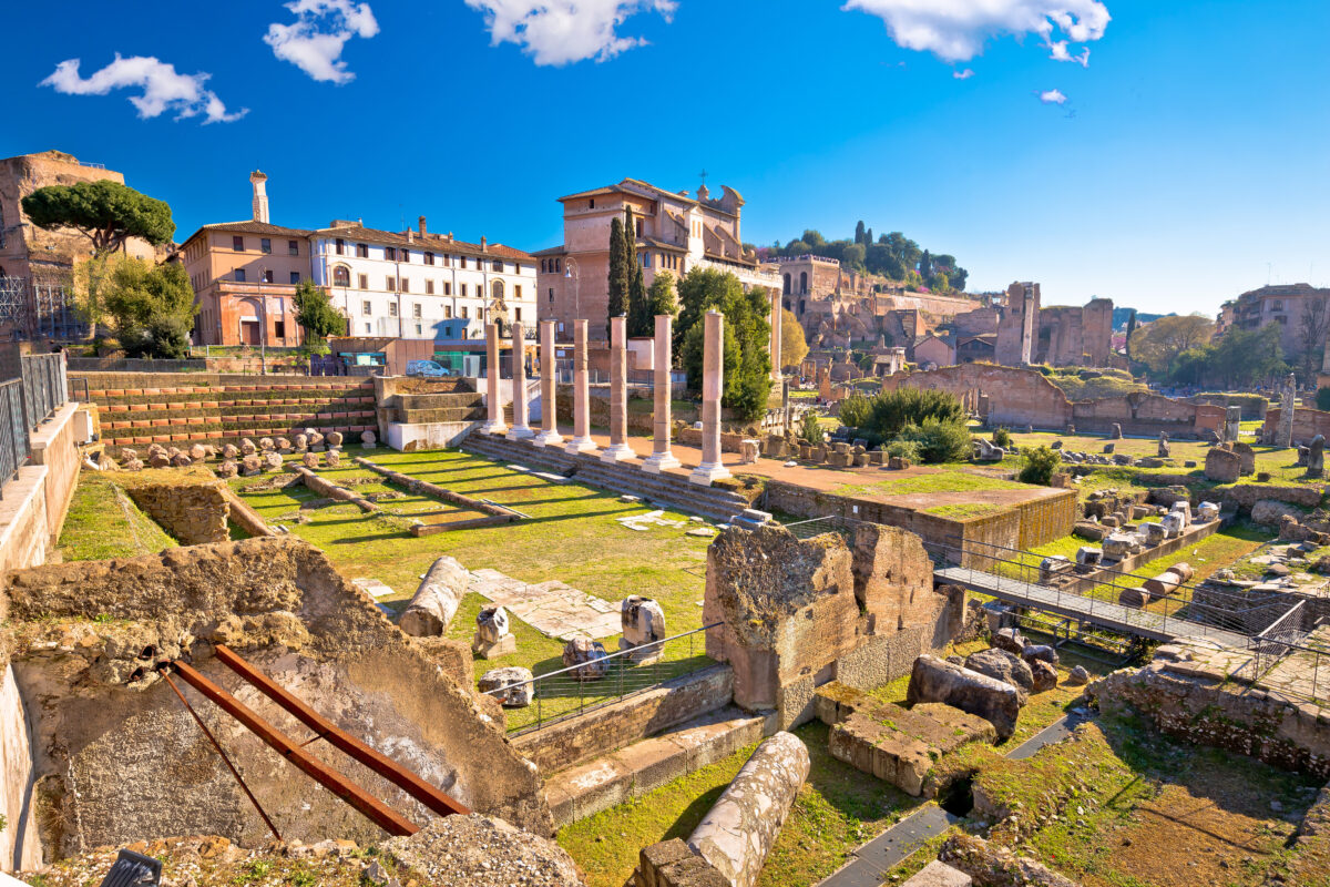 Ancient Rome Forum Romanum and Palatine hill scenic view