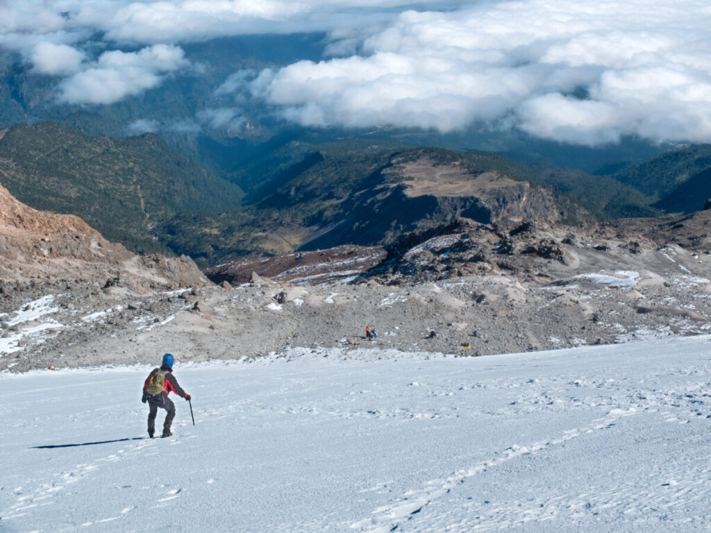 Hiker at the Pico de Orizaba highest mountain in Mexico