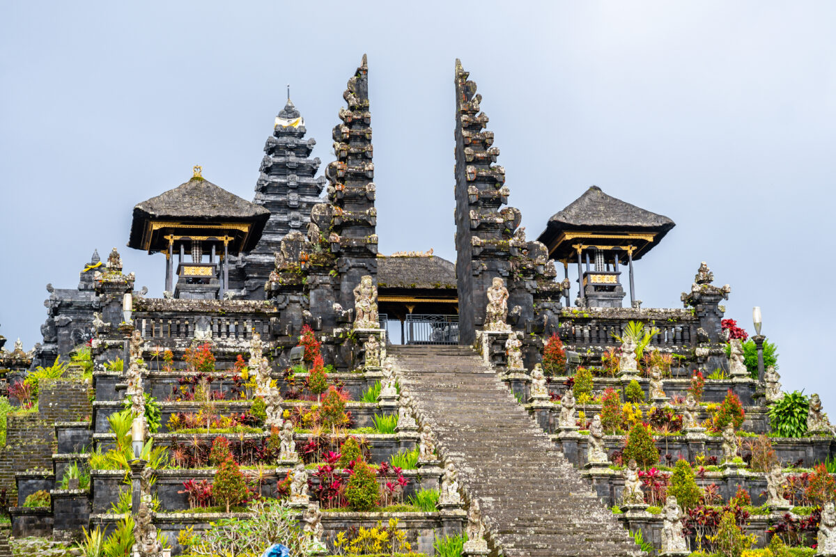 views of pura besakih complex in bali, indonesia