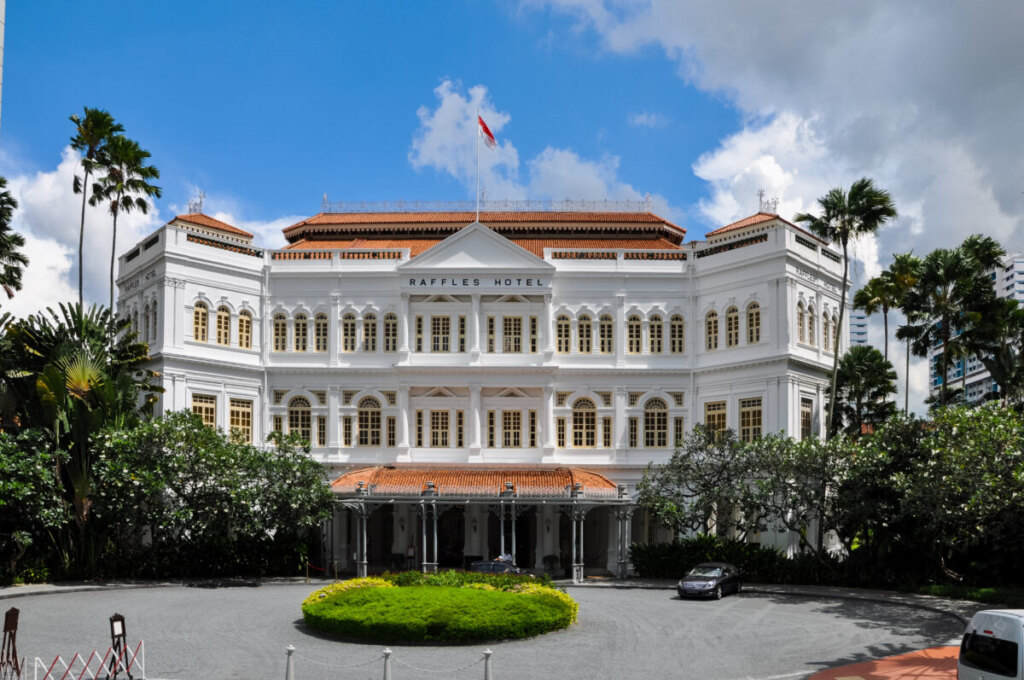 Front of Raffles Hotel in Singapore