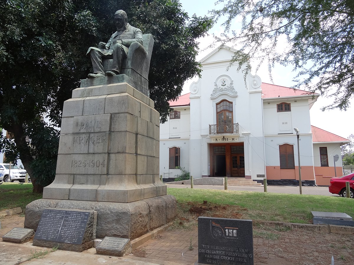  Paul Kruger statue and City Hall in Rustenburg, South Africa