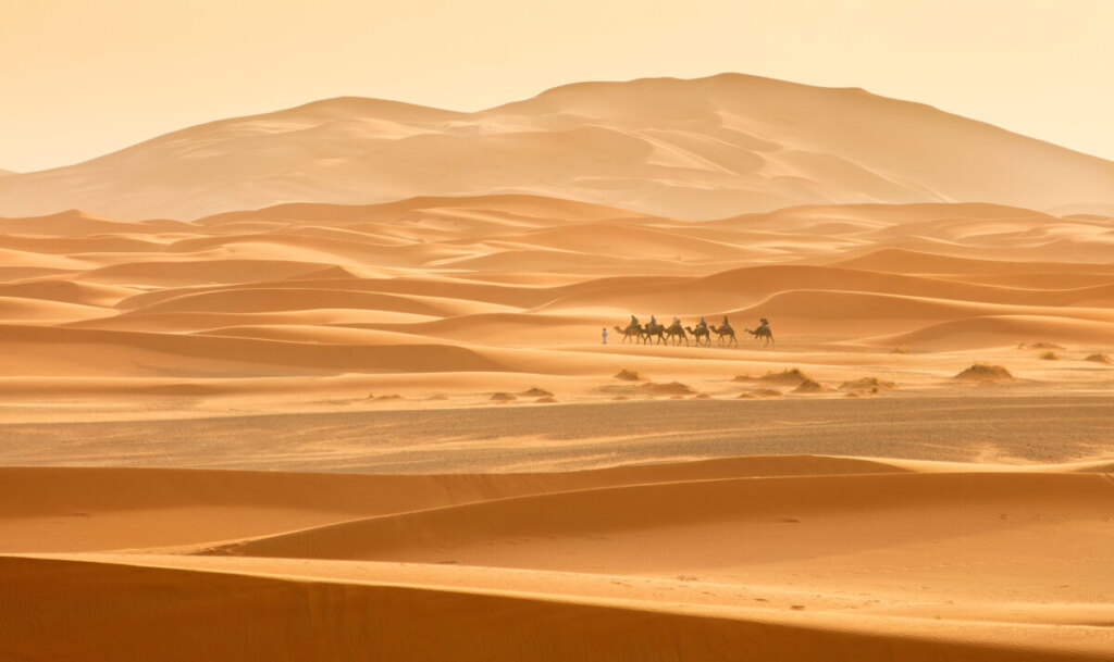 Sahara Desert sand dunes in Morocco, North Africa