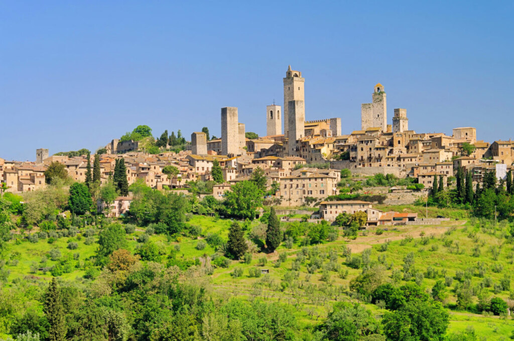 Panoramic view of the San Gimignano, Italy architecture and nature