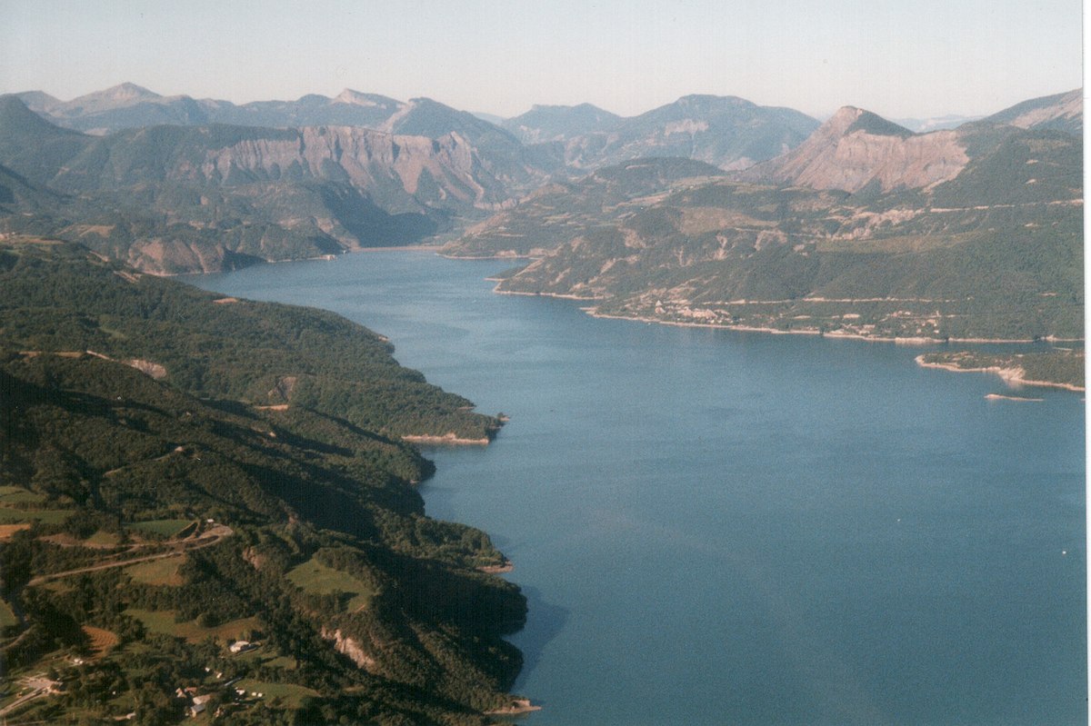 Airplane view of Lake Serre-Ponçon