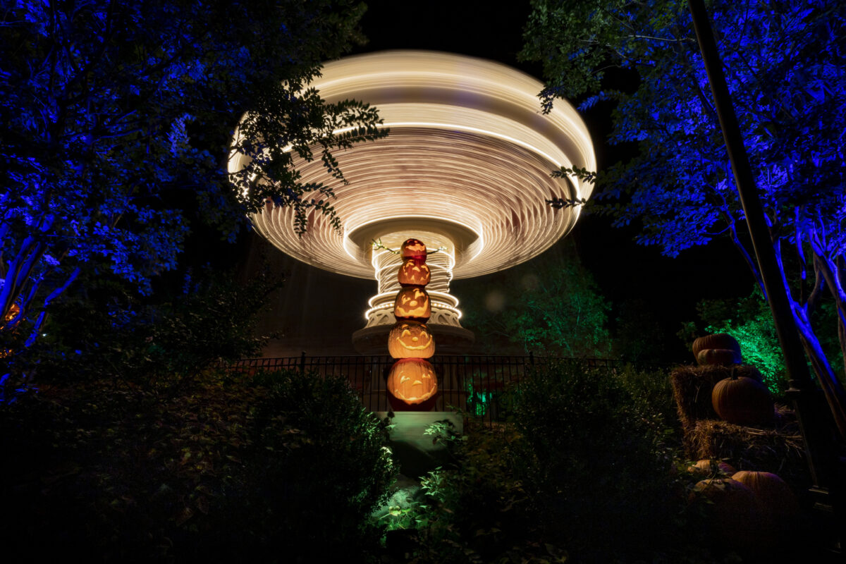 Beautiful shot of Night light at Silver Dollar City, park in Missouri, USA with dark blue light