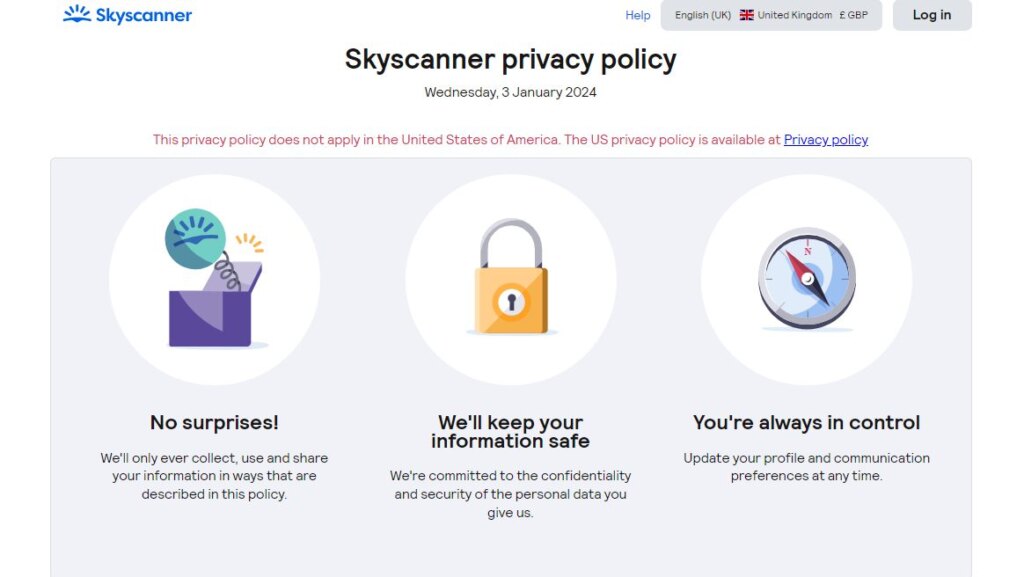 Skyscanner Privacy Policy Page