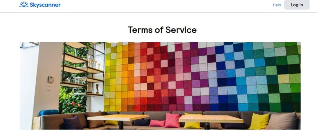 Skyscanner Terms and Condition Page for User Rights and Permissions