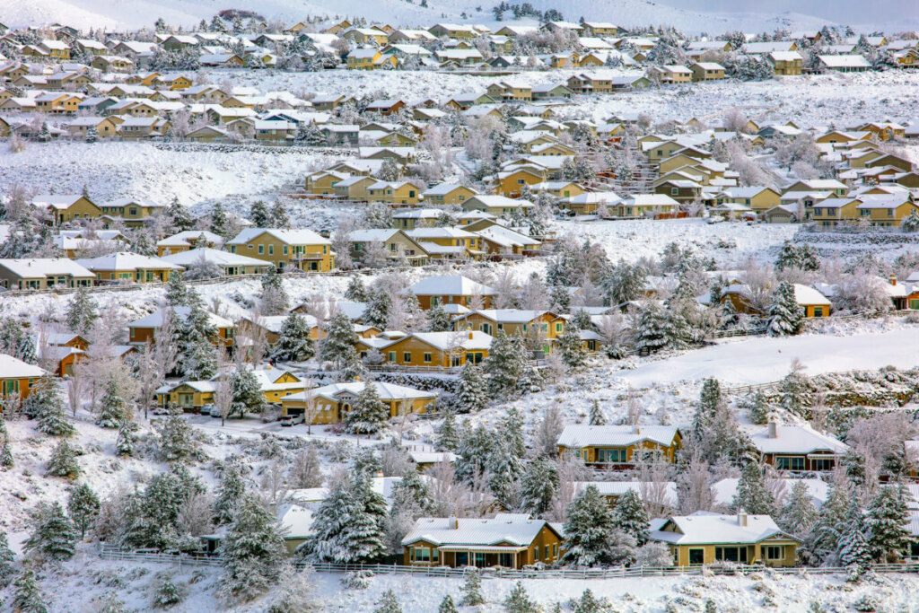 Winter view of the Somersett Community in Reno, Nevada